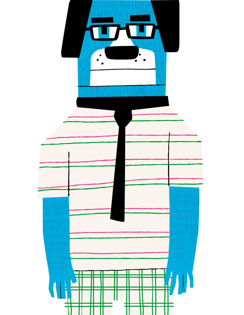 Illustration "Blue Dog" by Mikel Casal. Signed...
