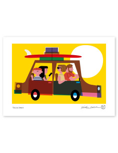 Ilustración "Vacaciones" de Mikel Casal. Reproducción A5...
