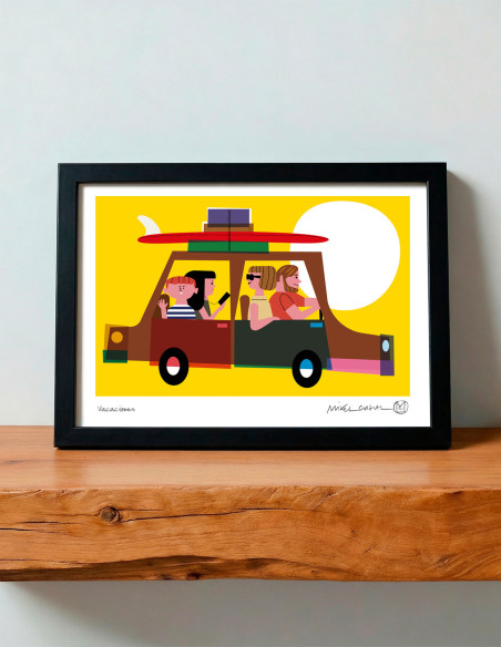 Illustration "Vacaciones"  by Mikel Casal. Signed A5 reproduction