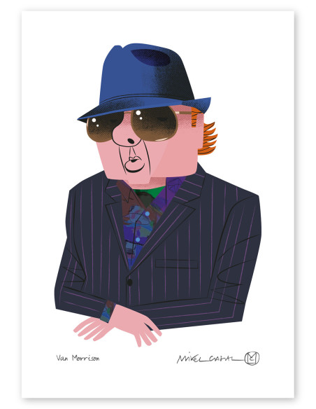 Ilustración "Van Morrison" de Mikel Casal. Reproducción A5 firmada