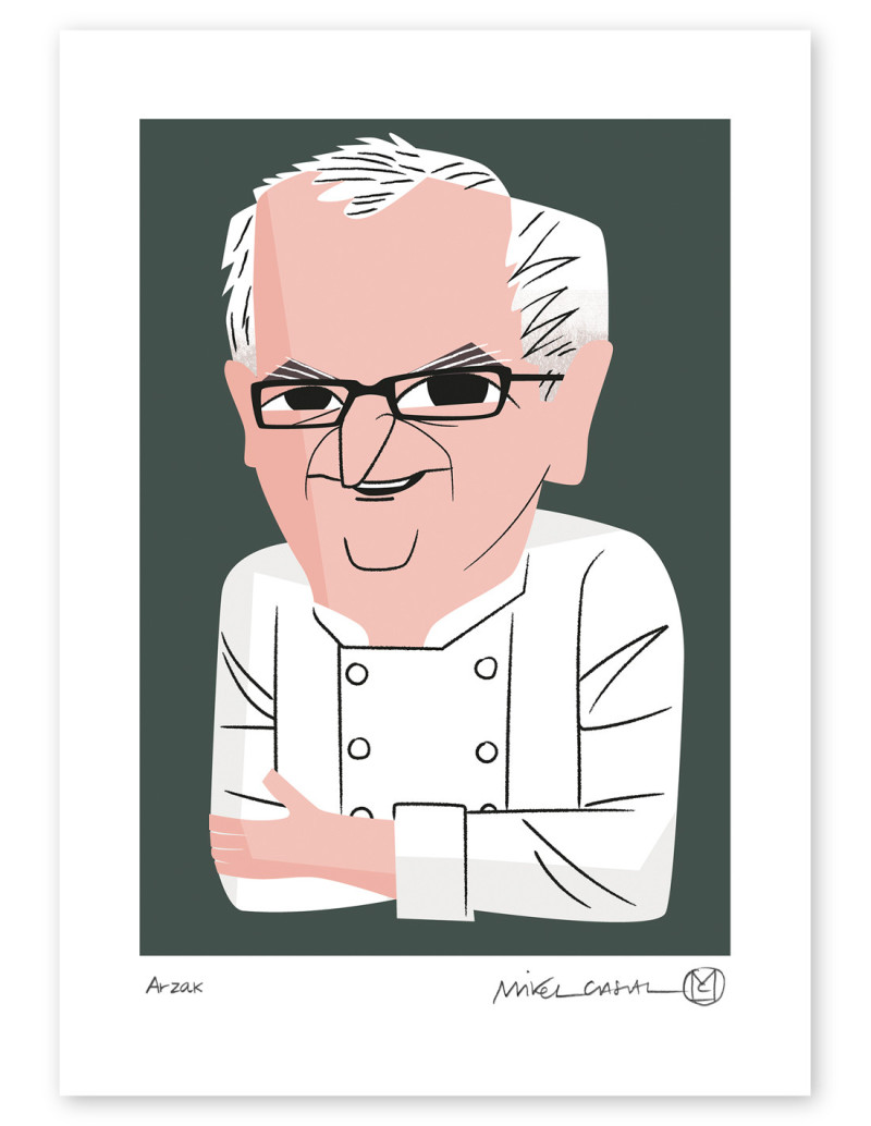 Illustration "Arzak" by Mikel Casal. Signed A5...