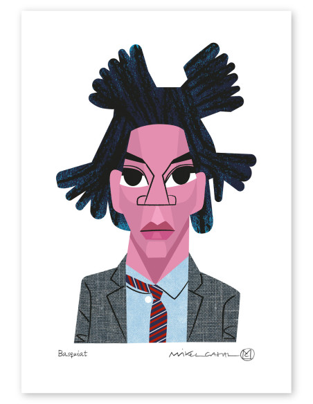 Ilustración "Basquiat" de Mikel Casal. Reproducción A5 firmada