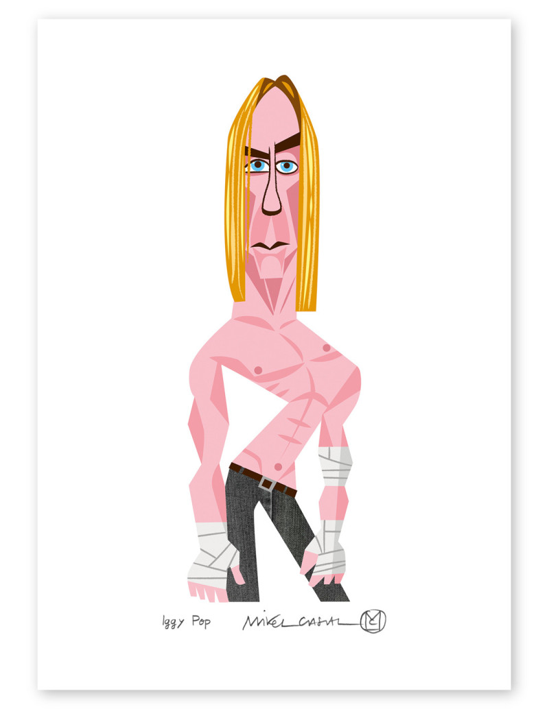 Illustration "Iggy Pop" by Mikel Casal. Signed...