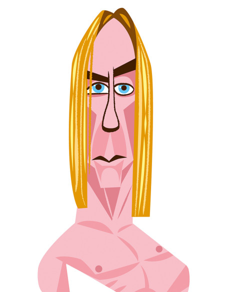 Ilustración "Iggy Pop" de Mikel Casal. Reproducción A5 firmada