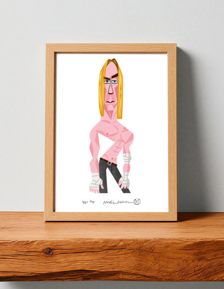 Ilustración "Iggy Pop" de Mikel Casal. Reproducción A5 firmada