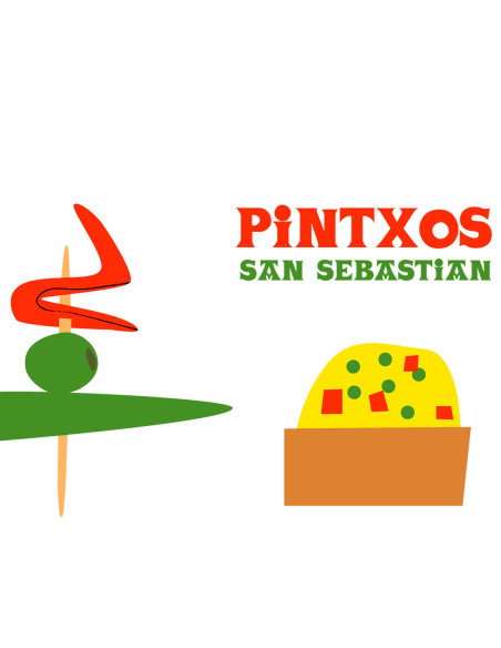 Ilustración "Tres Pintxos" de Mikel Casal. Reproducciones A5, A4 y A3 firmadas