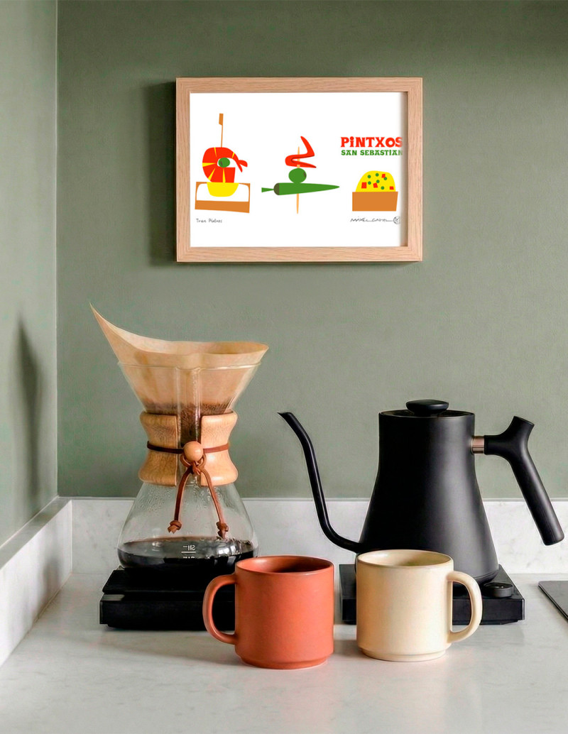 Illustration "Tres Pintxos" by Mikel Casal. A5,...