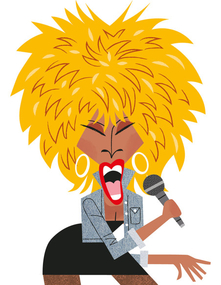 Illustration "Tina Turner" by Mikel Casal. Signed A5 reproduction