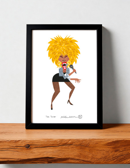 Illustration "Tina Turner" by Mikel Casal. Signed A5 reproduction