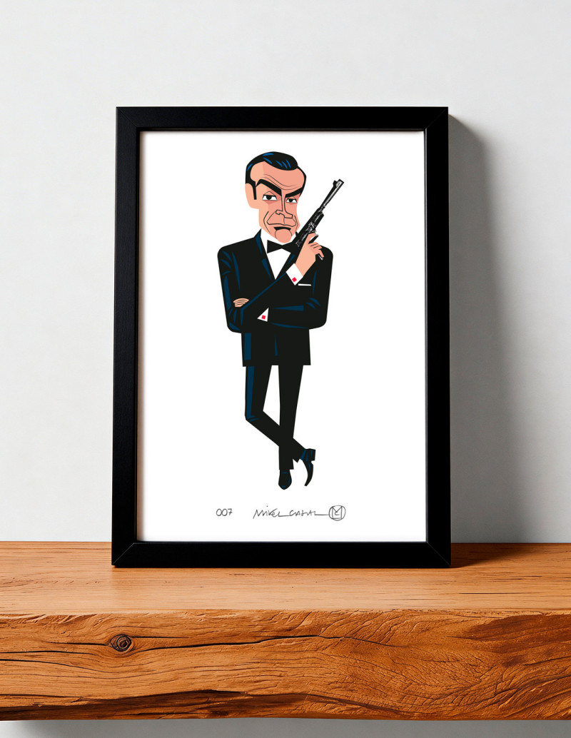 "007" by Mikel Casal. Signed A5 reproduction