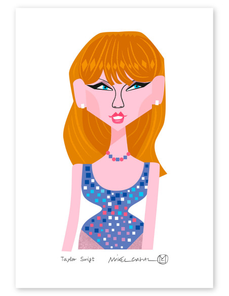 Illustration "Taylor Swift" by Mikel Casal. Signed A5 reproduction