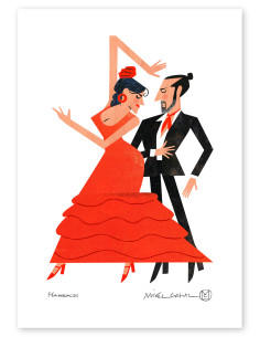 Illustration "Flamencos" by Mikel Casal. Signed A5...