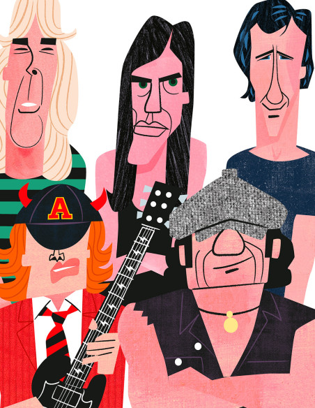 Illustration "AC DC" by Mikel Casal. A5, A4 and A3 signed reproductions