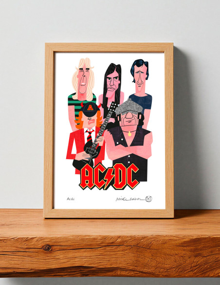 Illustration "AC DC" by Mikel Casal. A5, A4 and A3 signed reproductions