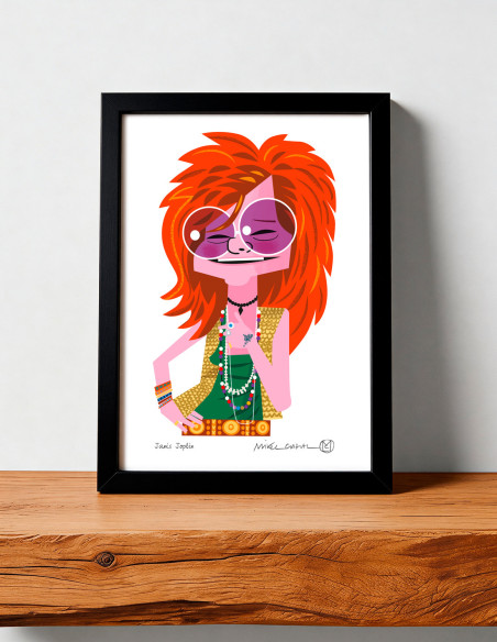 Illustration "Janis Joplin" by Mikel Casal. Signed A5 reproduction