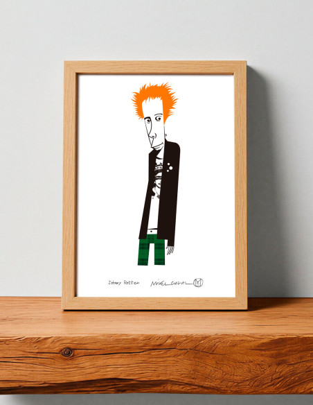 Illustration "Johnny Rotten" by Mikel Casal. Signed A5 reproduction