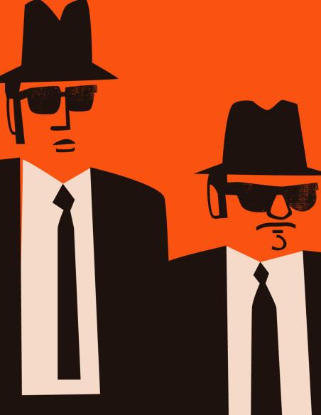Illustration "Blues Brothers" by Mikel Casal. A5 and A3 signed reproductions