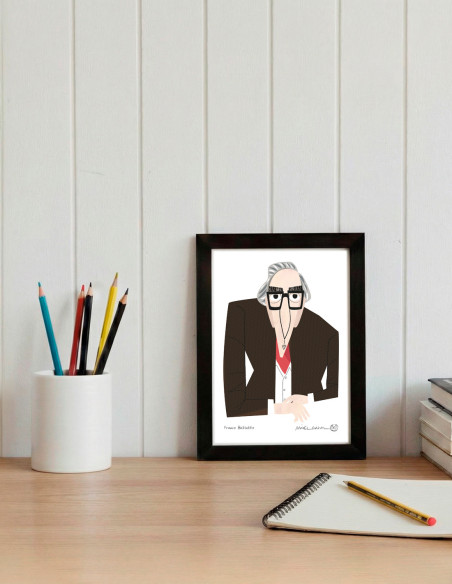 Illustration "Franco Battiato" by Mikel Casal. Signed A5 reproduction
