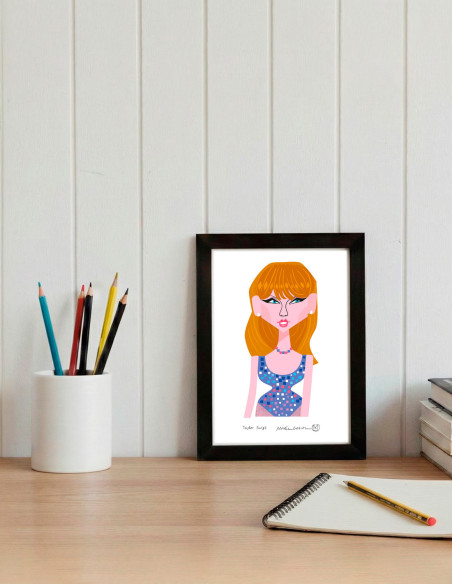 Illustration "Taylor Swift" by Mikel Casal. Signed A5 reproduction