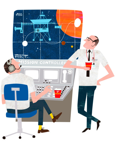 Illustration "Spacial Station" by Mikel Casal. A4 signed reproduction