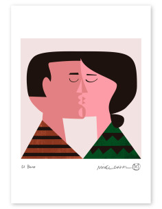 Illustration "Kiss" by Mikel Casal. A4 signed reproduction