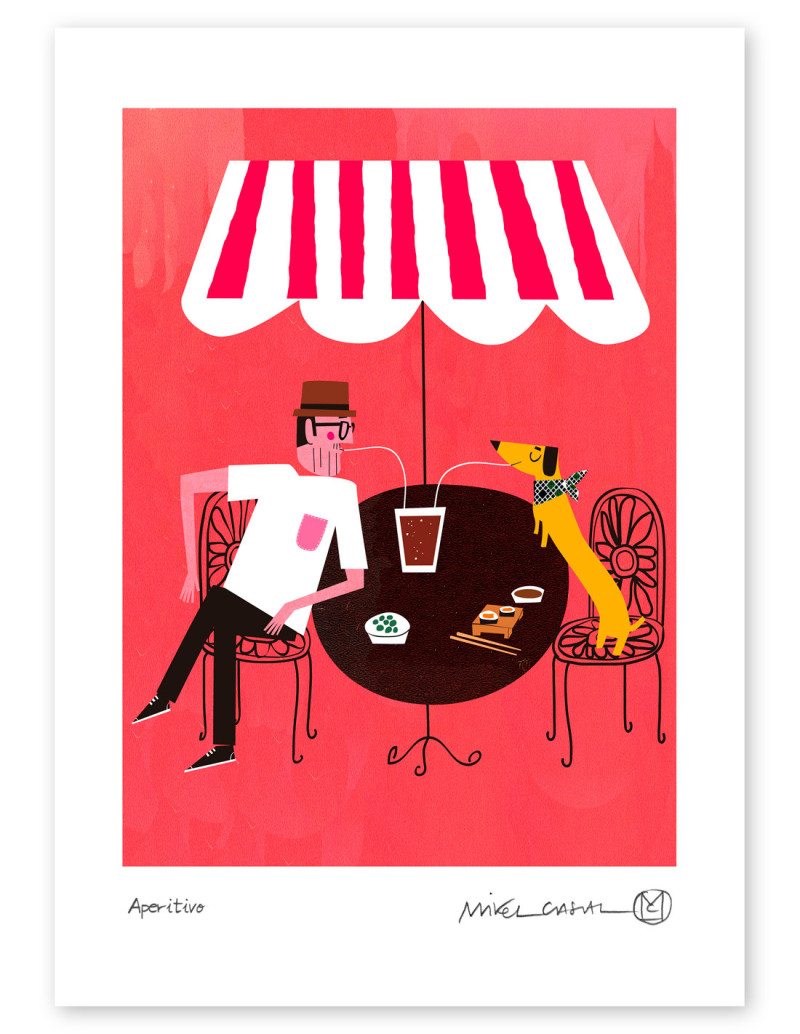 Illustration "Aperitivo" by Mikel Casal. A4...