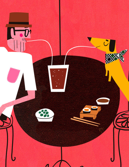 Illustration "Aperitivo" by Mikel Casal. A4 signed reproduction