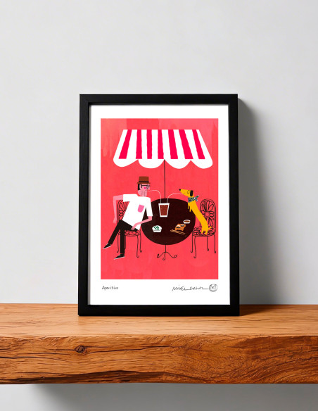 Ilustración "Aperitivo" de Mikel Casal. Reproducción A4 firmada