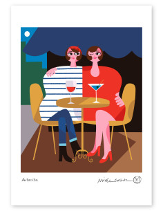 Illustration "Autocita" by Mikel Casal. A4 signed...