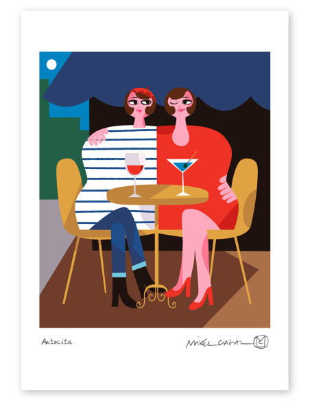 Illustration "Autocita" by Mikel Casal. A4 signed reproduction
