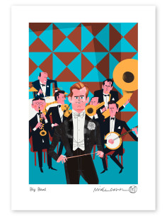 Ilustración "Big Band" de Mikel Casal. Reproducción A4...