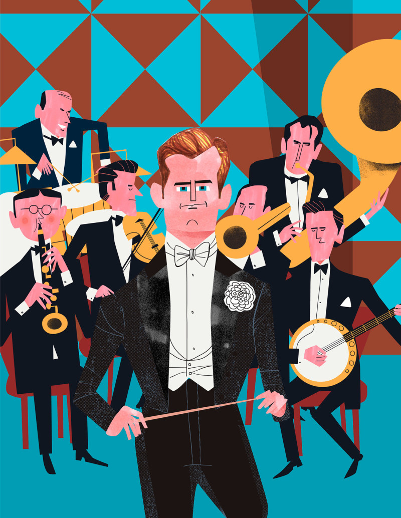 Illustration "Big Band" by Mikel Casal. A4...