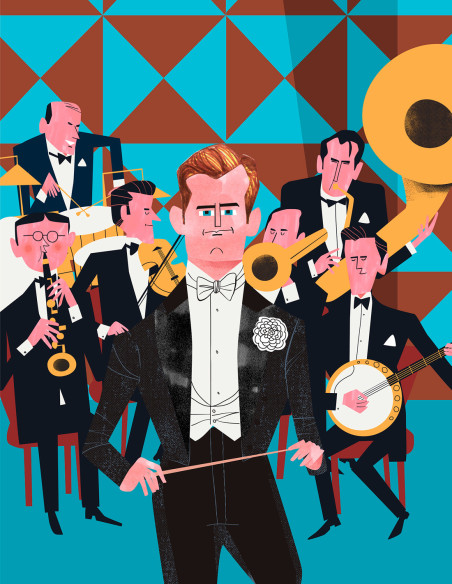 Illustration "Big Band" by Mikel Casal. A4 signed reproduction