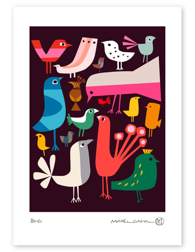 Illustration "Birds" by Mikel Casal. A4 signed...