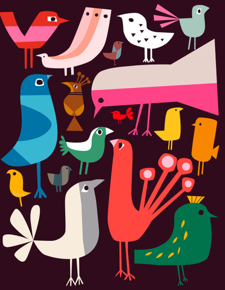 Illustration "Birds" by Mikel Casal. A4 signed reproduction