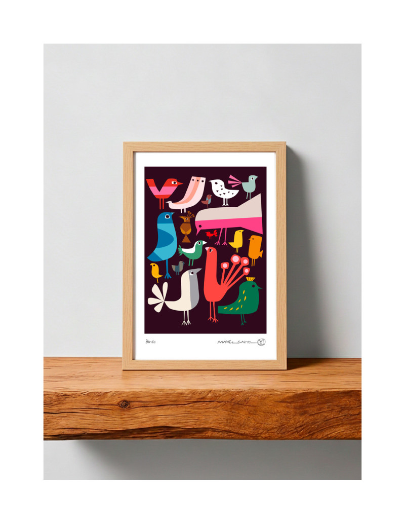 Illustration "Birds" by Mikel Casal. A4 signed...