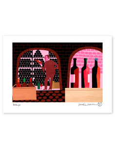 Ilustración "La Bodega" Mikel Casal. Reproducción A4 firmada