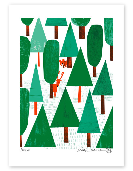 Ilustración "Bosque" de Mikel Casal. Reproducción A4 firmada