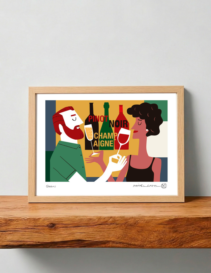Illustration "Cheers" by Mikel Casal. A4 signed...