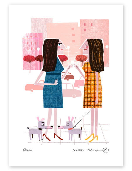 Ilustración "Clones" de Mikel Casal. Reproducción A4 firmada