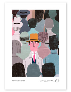 Illustration "Contracorriente" by Mikel Casal. A4 signed...