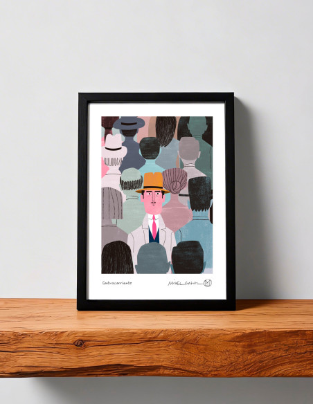 Illustration "Contracorriente" by Mikel Casal. A4 signed reproduction