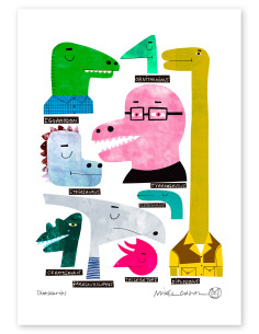 Illustration "Dinosaurios" by Mikel Casal. A4 signed...