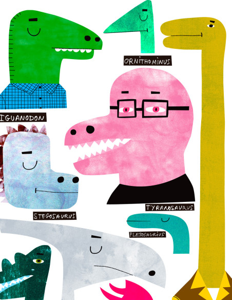 Ilustración "Dinosaurios" de Mikel Casal. Reproducción A4 firmada