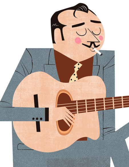 Illustration "Django Reinhardt" by Mikel Casal. A4 and A5 reproductions