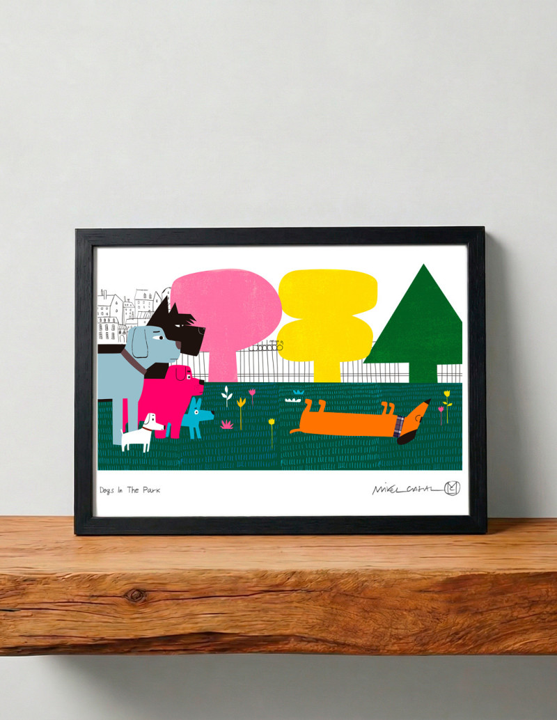 Illustration "Dogs in the park" by Mikel Casal....