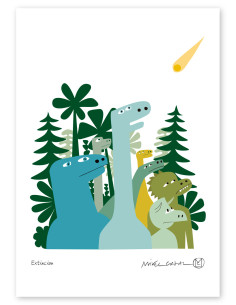 Illustration "Extinción" by Mikel Casal. A4 signed...