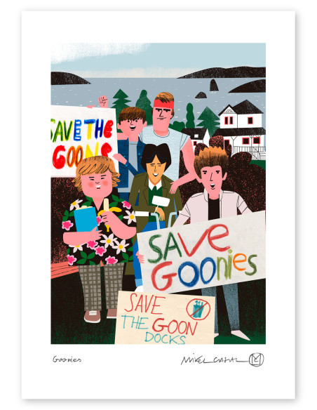 Illustration "Goonies" by Mikel Casal. A4 signed reproduction