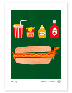 Illustration "Hot Dog" by Mikel Casal. A5 and A4...
