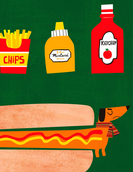 Ilustración "Hot Dog" de Mikel Casal. Reproducciones A5 y A4
